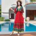 Women's Summer Chinese French Short Sleeve V-Neck Printed Dress + Skirt 2026 - 1-1#