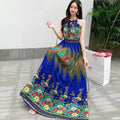 Women's Summer Ethnic Vacation Sleeveless Floral Printed Swing Dress + Camisole + Ski - 4-1#