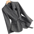 Women's Fall-Winter Chanel-Style Petite Wool Fitted Blazer + Top 2026 - Gray Suit + As Pictured