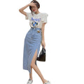 Summer Slimming Petite High Waist Slit Skirt + Long Skirt