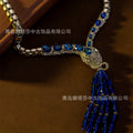 Vintage Accessory Premium vintage Royal Blue Fringe Necklace Earrings Set Jewelry Set Heavy-Duty Luxury Accessory