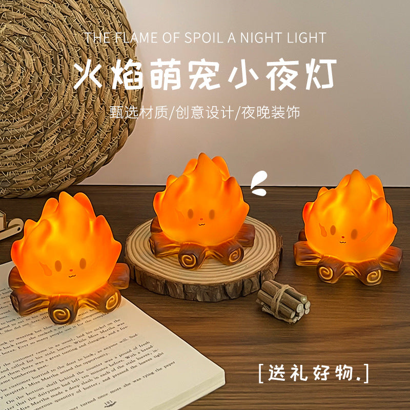 卡通篝火小夜灯led电子蜡烛灯卧室床头灯装饰氛围灯礼物桌面摆件