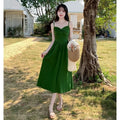 Green Retro French Camisole Dress Set, 2026