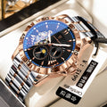 POEDAGAR Men Self-Winding Mechanical Watch Waterproof Glow Steel Band Mens Watch Live Export Bestseller Watch
