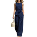 Spring-Summer Fashion Sleeveless Belt Pants + Top 2-Piece Set