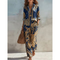 Casual Fashion Long Sleeve Printed Wide Leg Pants + Shirt 2-Piece Set