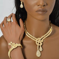 18K Gold Full Diamond Teardrop Necklace Bracelet Set Earrings Ring India Wedding Women Set Fashionable Versatile