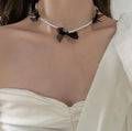 2025 New Tulle Bow Pearl Necklace Women ins Breeze Niche Design Detail Clavicle Chain Choker N6278