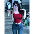 ins pure lust style short-sleeved slim u-neck bottoming short t-shirt women's clavicle-exposing low-