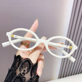 Anti-Blue-Light Reading Small-Frame Portable Overseas Influencer Live Trendy Metal Ivory Book Nerd Glasses Frame Women Reading Glasses