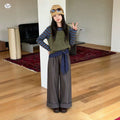 Girls' Retro Vest, Striped Tee & Wide-Leg Pants - 3-Piece Set