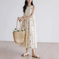 Embroidered Sleeveless A-Line Dress, Princess Style Vacation Long Dress