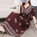 Women's Chinese French Short Sleeve V-Neck Printed Dress + Skirt 2026 - 1-1#