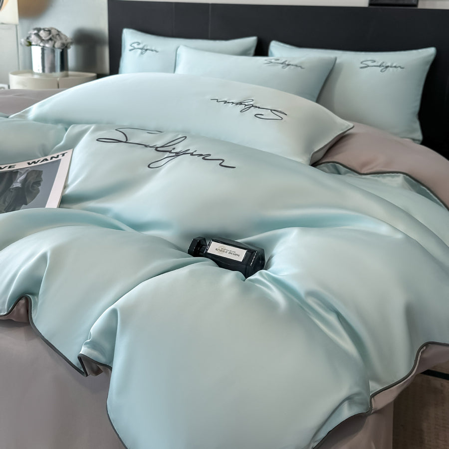 Peach Grey Cooling Fabric Duvet Cover Set - view 5