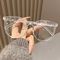 Big Frame Anti-Blue Plano Women Can Fit Prescription Personality Retro Glasses Square Frame Bare Face Wear Jewelry Glasses Frame
