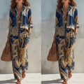 Casual Fashion Long Sleeve Printed Wide Leg Pants + Shirt 2-Piece Set