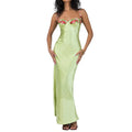 Amazon Hot Seller Sexy Embroidered Lace Camisole Solid Long Dress