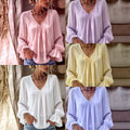 Office Versatile Long Sleeve V-Neck Pleated Loose Shirt