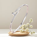 Overseas Western Full Diamond Stud Bangle Women Premium Light Luxury Versatile Buckle Bracelet Copper Coated 18K Open End Bangle