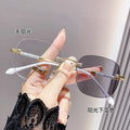Light-Changing Presbyopia Glasses Anti-Blue Men Overseas Style Pure Seduction Starry Sky Rimless Bare Face Big Frame Women Reading Glasses