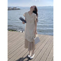 Women's Summer New Chinese Zen Lace Embroidered Dress + Skirt 2-Piece Set 2026 - Apricot Cover-up + Skirt (Two-Piece Set)