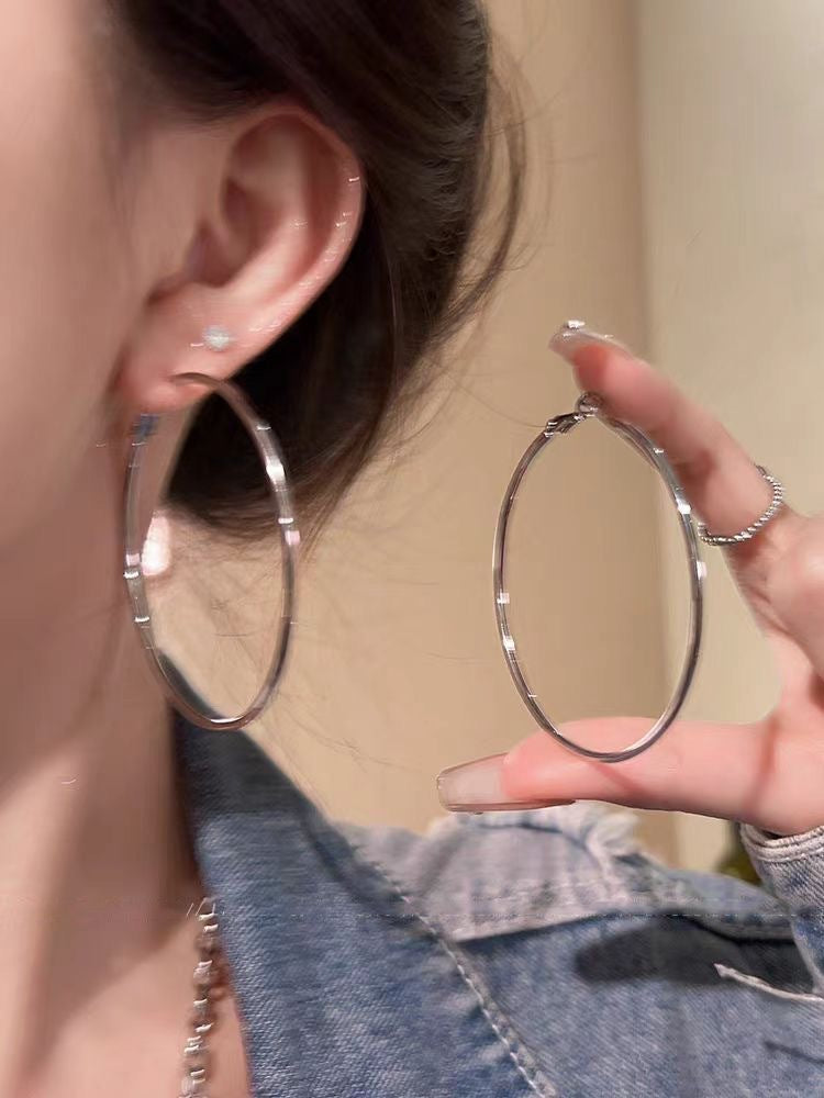 Minimalist Silver-Tone Hoop Earrings - view 6