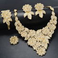Overseas Dubai Jewelry Statement Creative Flower Full Diamond Fashionable Retro Elegant Necklace Bracelet Set Earrings Ring Set