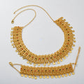 Overseas Vintage Breeze Rhinestone Cutout Chain Round Fringe Exquisite Dubai Height Precious Bride Necklace Bracelet Set