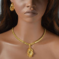 Overseas Bestseller Middle East Bestseller Cutout Long Wall Pattern Special Color Design Premium Necklace Pendant Earrings Bride Set