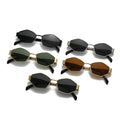 Overseas Sunglasses New Quilted Shape Arc de Triomphe Influencer Fashionable Glasses Metal Small-Frame Polygon Sunshade Sunglasses