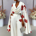 Printed Mock Neck Long Sleeve Two-Piece Set with Pants