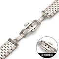 Unisex Steel Band Fits Tissot Western Longines 7 Links Stainless Flat Opening Curved 22mm Precision Steel Band