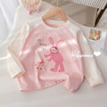 Girls' Cartoon Print Raglan Contrast Long Sleeve T-Shirt