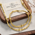 2025 Summer New Western Trendy Chain Metal Thick Copper Gold Plated Bracelet Clavicle Chain Bracelet Necklace Set