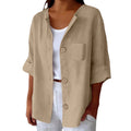 Summer Retro Fashion Linen Cotton Short Sleeve Loose Cardigan + Shirt