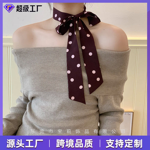 Custom Personality Print Printed Silk Scarf Fine Narrow Long Stripe Neck Tie Collar Scarf Versatile Elegant Tie Dispatch Tie Bag Lapel Wear Jewelry