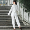 Women's Ethnic Casual Linen Cotton Long Sleeve 2-Piece Set 2026 - White