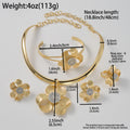 Vintage Jewelry 5 Petal 3D Flower Pendant Bead Collar Bangle Ring Earrings Set Light Luxury Banquet