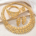 New Statement Multi-Layer Rhinestone Necklace Bracelet Set Earrings Ring Set Premium Banquet Clavicle Chain Accessory Women