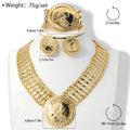 Middle East Accessory Gold Plated Necklace Earrings Set Bracelet Set Round Brand Portrait Pendant Slub Chain Women Jewelry