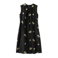 Silk Embroidered Little Black A-Line Dress, Summer