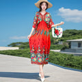 Women's Summer Chinese French Short Sleeve V-Neck Printed Dress + Skirt 2026 - 1-1#