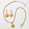 Overseas Bestseller Item Western Middle East Style Sun Pendant Stainless Real Sky Plated Necklace Earrings Set