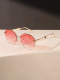Rimless Beveled Sunglasses UV-Proof Trendy New Import Fashionable Influencer Style Personality Premium Sunglasses