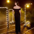 Women's Off-Shoulder Strapless Sequin Sexy Evening Gown Party