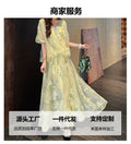 New Chinese Style Beaded Gold-Woven Mesh Long Dress, Summer New