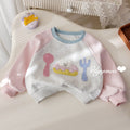 Girls' Cartoon Applique Contrast Hoodie