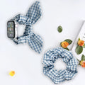 For applewatch Apple Samsung Printed Large Cord Bow Ear Plaid Stretch Hair Tie Band Set