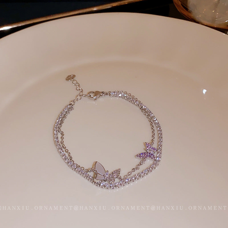 Zircon Butterfly Layered Bracelet - view 2