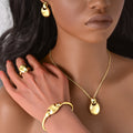 Overseas Dubai Gold 18K Bride Knot Wedding Western Personality Necklace Bracelet Set Earrings Banquet Accessory Set